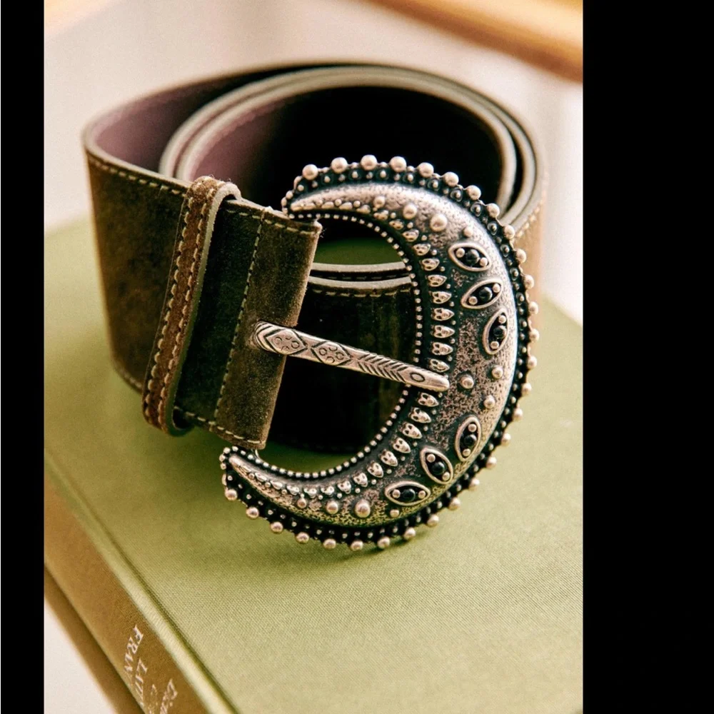 Sezane louve Brown Belt with Silver Buckle - Picture 3 of 5